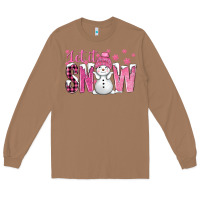 Toasted Coconut Pink Let It Snow With Cute Snowman Long Sleeve Tee - BundleAndBundleShop