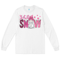 White Pink Let It Snow With Cute Snowman Long Sleeve Tee - BundleAndBundleShop