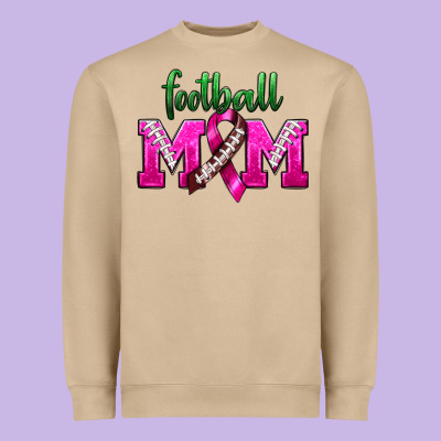 Football Mom Breast Cancer Heavyweight Sweatshirt Designed By Bundleandbundleshop