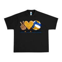 Black peace love volleyball Urban Heavy Tee - AdoDesignShop
