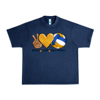 Navy peace love volleyball Urban Heavy Tee - AdoDesignShop