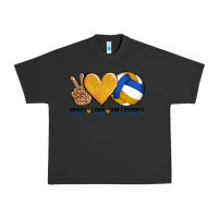 Pigment Black peace love volleyball Urban Heavy Tee - AdoDesignShop