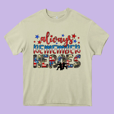 Always Remember Heroes Heavy Core Tee Designed By Jahusdesignshop