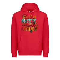Red fall breeze and autumn leaves Premium Hoodie - CowGirlArtShop