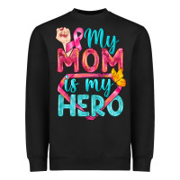 Black My Mom Is My Hero Breast Cancer Heavyweight Sweatshirt - BundleAndBundleShop