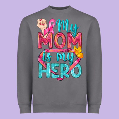 My Mom Is My Hero Breast Cancer Heavyweight Sweatshirt Designed By Bundleandbundleshop