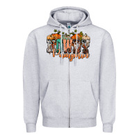 Heather Grey western howdy pumpkin Zipper Hoodie - NancyCooperArtShop