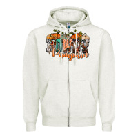 Oatmeal Heather western howdy pumpkin Zipper Hoodie - NancyCooperArtShop