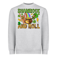 Heather Grey Shamrock and roll Heavyweight Sweatshirt - BundleAndBundleShop