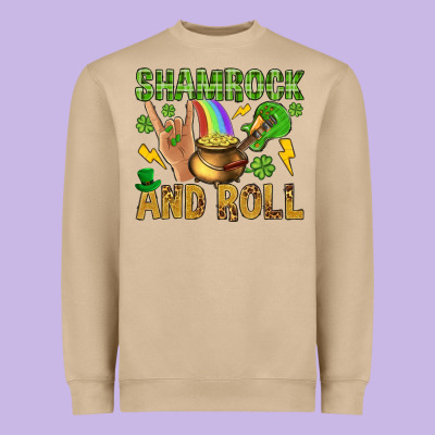 Shamrock And Roll Heavyweight Sweatshirt Designed By Bundleandbundleshop