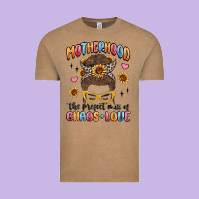 Motherhood The Perfect Mix Of Chaos And Love Vintage Tee Designed By Maliassmallbusiness