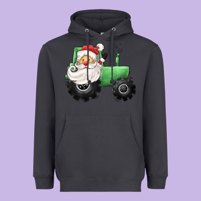 Santa Tractor Heavyweight Hoodie Designed By Cowgirlartshop