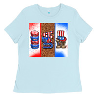 Baby Blue usa macaroon and boots Ladies Tee - AdoDesignShop