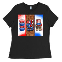 Black usa macaroon and boots Ladies Tee - AdoDesignShop