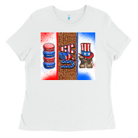 White usa macaroon and boots Ladies Tee - AdoDesignShop
