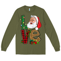 Army Green Love With Santa Portrait Long Sleeve Tee - BundleAndBundleShop