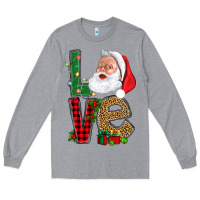 Heather Grey Love With Santa Portrait Long Sleeve Tee - BundleAndBundleShop
