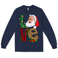 Navy Love With Santa Portrait Long Sleeve Tee - BundleAndBundleShop