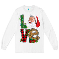 White Love With Santa Portrait Long Sleeve Tee - BundleAndBundleShop