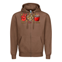 Chestnut Peace love hot chocolate Zipper Hoodie - NancyCooperArtShop