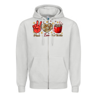 Dove Grey Peace love hot chocolate Zipper Hoodie - NancyCooperArtShop