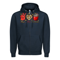 Navy Peace love hot chocolate Zipper Hoodie - NancyCooperArtShop