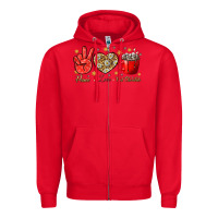 Red Peace love hot chocolate Zipper Hoodie - NancyCooperArtShop