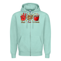 Seafoam Peace love hot chocolate Zipper Hoodie - NancyCooperArtShop