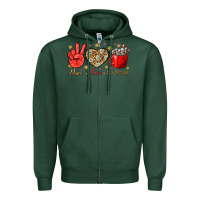 Sports Green Peace love hot chocolate Zipper Hoodie - NancyCooperArtShop