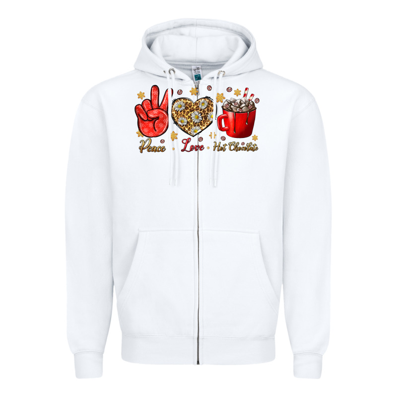 Peace Love Hot Chocolate Zipper Hoodie by NancyCooperArtShop | Teevron