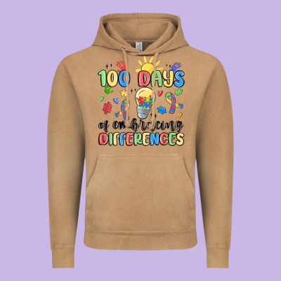 100 Days Of Embracing Differences Vintage Hoodie Designed By Maliassmallbusiness