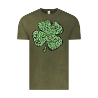 Vintage Olive leopard shamrock Vintage Tee - MaliasSmallBusiness