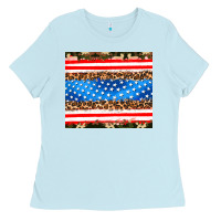Baby Blue usa camouflage american flag Ladies Tee - AdoDesignShop
