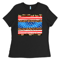 Black usa camouflage american flag Ladies Tee - AdoDesignShop
