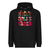 Black holly jolly vibes pink christmas Heavyweight Hoodie - CowGirlArtShop