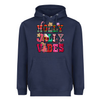 Navy holly jolly vibes pink christmas Heavyweight Hoodie - CowGirlArtShop