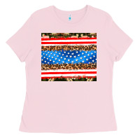 Bubblegum Pink usa camouflage american flag Ladies Tee - AdoDesignShop