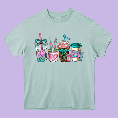 Nurse Fuel Coffee Cups Heavy Core Tee Designed By Adodesignshop