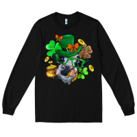 Black St. Patrick Cow Clover Long Sleeve Tee - BundleAndBundleShop