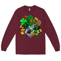 Burgundy St. Patrick Cow Clover Long Sleeve Tee - BundleAndBundleShop