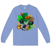 Colony Blue St. Patrick Cow Clover Long Sleeve Tee - BundleAndBundleShop