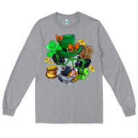 Heather Grey St. Patrick Cow Clover Long Sleeve Tee - BundleAndBundleShop