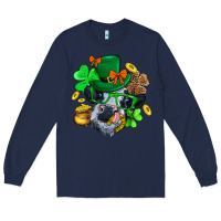 Navy St. Patrick Cow Clover Long Sleeve Tee - BundleAndBundleShop