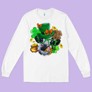 St. Patrick Cow Clover Long Sleeve Tee Designed By Bundleandbundleshop