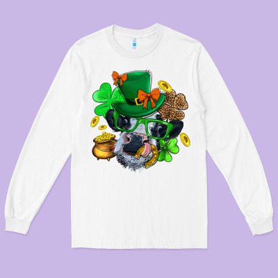 St. Patrick Cow Clover Long Sleeve Tee Designed By Bundleandbundleshop