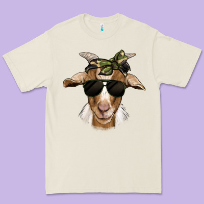 Camouflage Bandana Goat Premium Tee Designed By Jasminsmagicworld