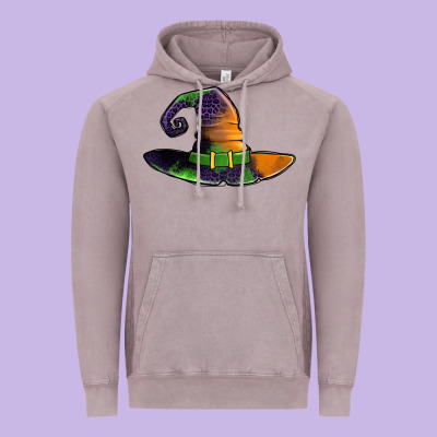 Purple Leopard Witch Hat Vintage Hoodie Designed By Jasminsmagicworld