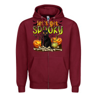 Burgundy Let's Get Spooky Zipper Hoodie - texasbilliewilder