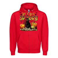 Red Let's Get Spooky Zipper Hoodie - texasbilliewilder