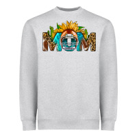 Heather Grey Football Mom Sunflower Leopard Heavyweight Sweatshirt - BundleAndBundleShop
